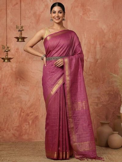 Ruvira Handdyed Kota Banarasi Silk Saree Purple