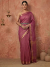Indiehaat | Hand Dyed Kota Banarasi Silk Saree Purple