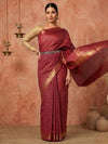 Indiehaat | Hand Dyed Kota Silk Check Saree Red