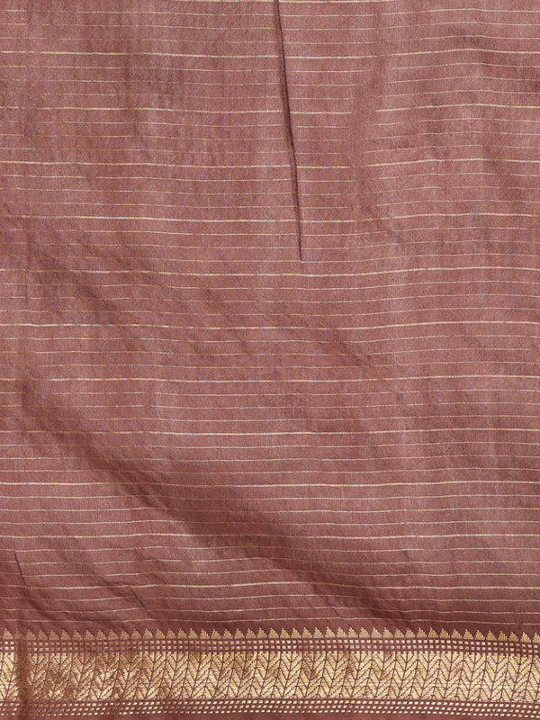 Indiehaat | Hand Dyed Kota Silk Check Saree Brown