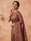 Indiehaat | Hand Dyed Kota Silk Check Saree Brown