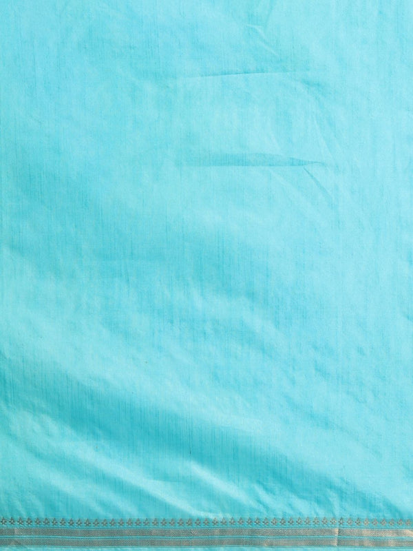Indiehaat | Hand Dyed Kota Banarasi Silk Saree Blue