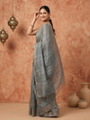 Indiehaat | Hand Dyed Kota Silk Kantha Saree Gray