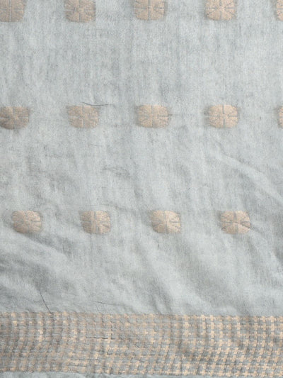 Indiehaat | Hand Dyed Kota Silk Kantha Saree Gray