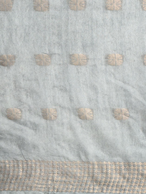 Indiehaat | Hand Dyed Kota Silk Kantha Saree Gray
