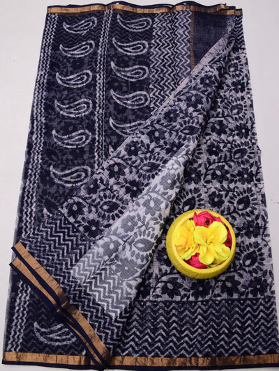 Indiehaat|Kota Doria Handloom Batik Saree Black