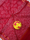 Indiehaat|Kota Doria Handloom Batik Saree Red