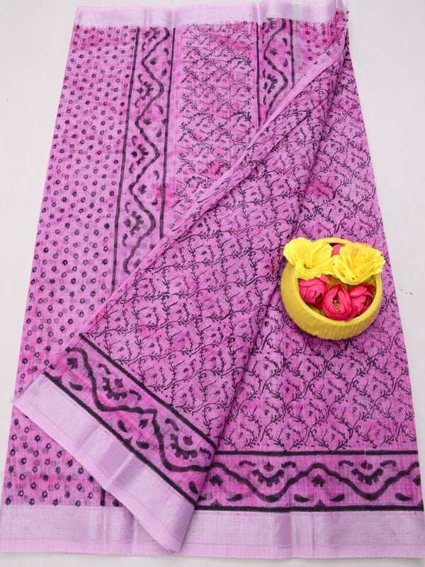 Indiehaat | Kota Doria Blockprint Saree 