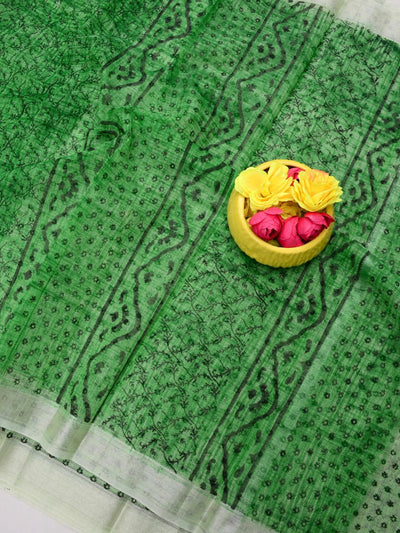 Indiehaat | Kota Doria Blockprint Saree 