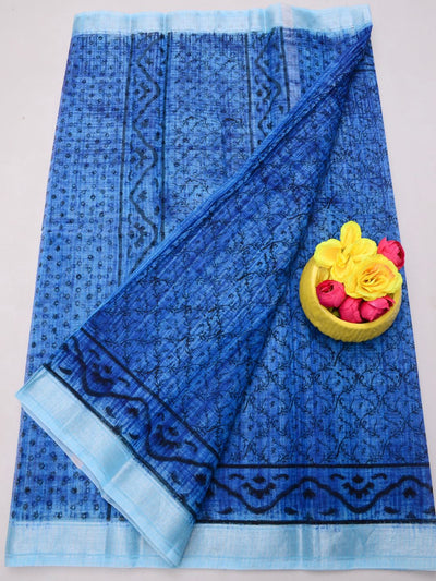 Indiehaat | Kota Doria Blockprint Saree 