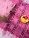 Indiehaat | Kota Doria Blockprint Saree Pink