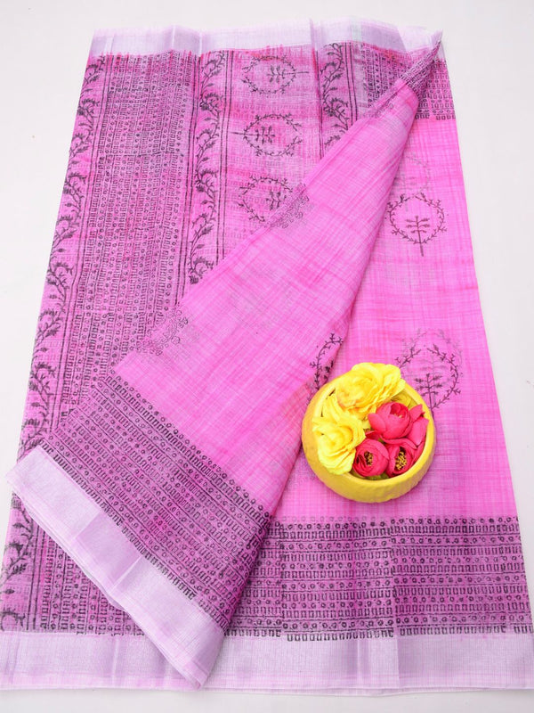 Indiehaat | Kota Doria Blockprint Saree Purple