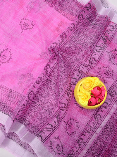 Indiehaat | Kota Doria Blockprint Saree Purple