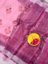 Indiehaat | Kota Doria Blockprint Saree Pink
