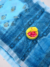Indiehaat | Kota Doria Blockprint Saree Blue