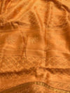 Indiehaat | Chikankari Pure Chanderi Silk Saree Orange