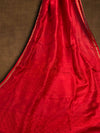 Indiehaat | Chikankari Pure Chanderi Silk Saree Red
