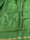 Indiehaat | Chikankari Pure Chanderi Silk Saree Green