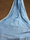 Indiehaat | Chikankari Pure Chanderi Silk Saree Blue
