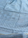 Indiehaat | Chikankari Pure Chanderi Silk Saree Blue