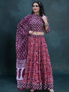Indiehaat | Blockprinted Cotton Lehanga Choli Red