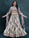 Indiehaat | Blockprinted Cotton Lehanga Choli Beige