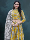 Indiehaat | Blockprinted Cotton Lehanga Choli Yellow