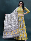 Indiehaat | Blockprinted Cotton Lehanga Choli Yellow