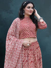 Indiehaat | Blockprinted Cotton Lehanga Choli Red