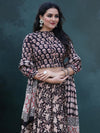 Indiehaat | Blockprinted Cotton Lehanga Choli Black