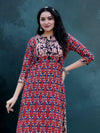 Indiehaat | Blockprint Cotton Long Kurta & Skirt Red & Black