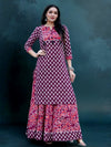 Indiehaat | Blockprint Cotton Long Kurta & Skirt Purple