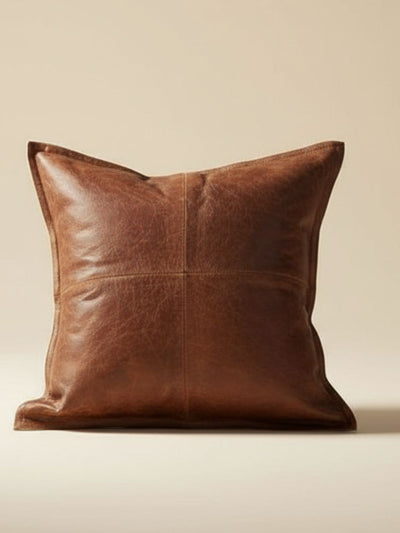 Indiehaat | Pure Goat Leather Handmade Brown Cushion Cover