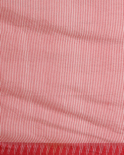 Shakti Kora Silk Red & White Durga Embroidery Saree