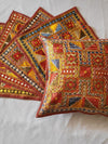 Indiehaat | Pure Cotton Multicolor Embroidered Cushion Cover