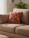 Indiehaat | Pure Cotton Multicolor Embroidered Cushion Cover