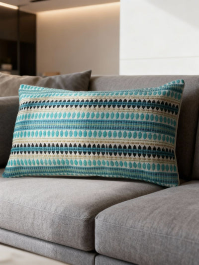 Indiehaat | Pure Cotton Jaquard Pillow Cover Blue