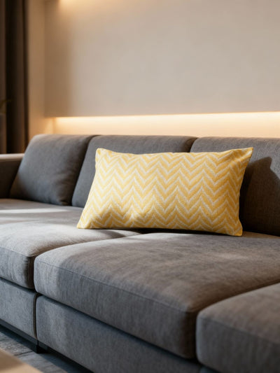 Indiehaat | Pure Cotton Jaquard Pillow Cover Yellow