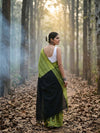Indiehaat | Hand Dyed Khadi Cotton Saree Green