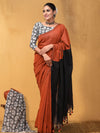 Indiehaat | Hand Dyed Khadi Cotton Saree Orange