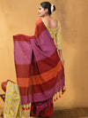 Indiehaat | Hand Dyed Khadi Cotton Saree Multicolor