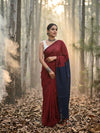 Indiehaat | Hand Dyed Khadi Cotton Saree Red