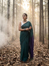 Indiehaat | Hand Dyed Khadi Cotton Saree Green