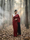 Indiehaat | Hand Dyed Khadi Cotton Saree Red