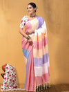 Indiehaat | Hand Dyed Khadi Cotton Saree Multicolor