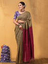 Indiehaat | Hand Dyed Khadi Cotton Saree Brown