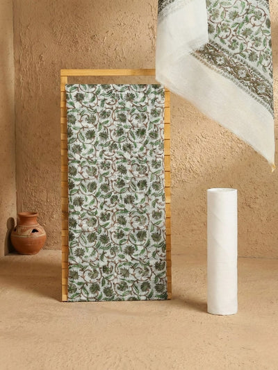 Indiehaat | Pure Kota Doria Blockprint Suit Green