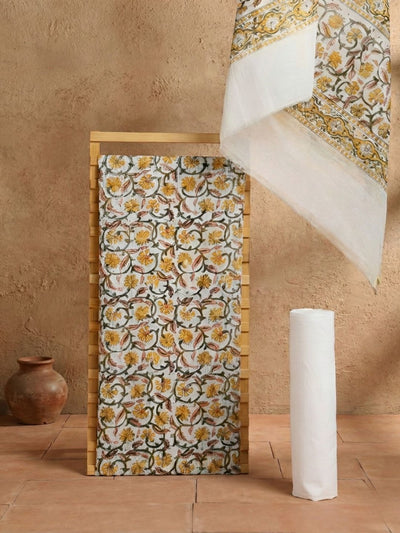 Indiehaat | Pure Kota Doria Blockprint Suit Yellow
