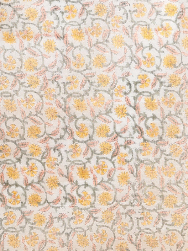 Indiehaat | Pure Kota Doria Blockprint Suit Yellow