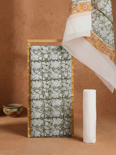 Indiehaat | Pure Kota Doria Blockprint Suit Green